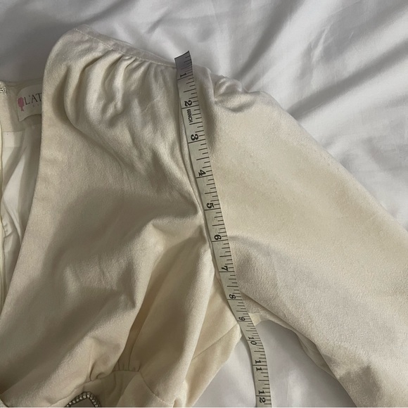 Cream velvet cutout blazer long sleeve  mini dress with buttons details - Picture 12 of 14